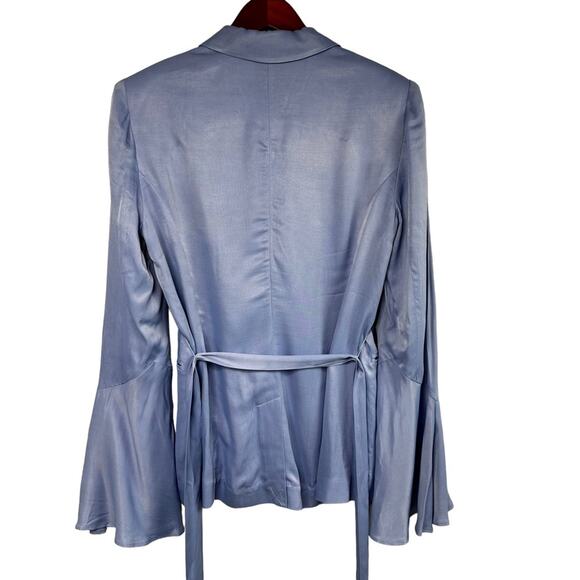 Free People Blazer Sz Small Frilled Cuff Lavender Satin Smooth Jacket  Romantic - Picture 5 of 15